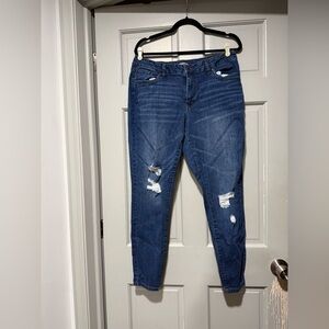 Refuge Dark Blue Distressed Skinny Jeans